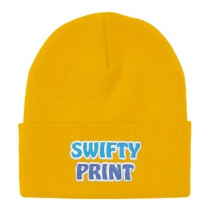 Golden yellow toque with Swifty Print Logo embroidered on 3 cuff.