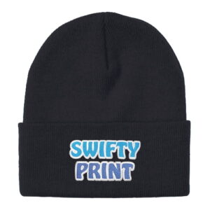 Black toque with Swifty Print Logo embroidered on 3 cuff.