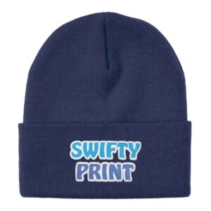 Navy toque with Swifty Print Logo embroidered on 3 cuff.