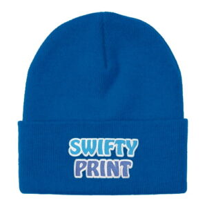 Royal blue toque with Swifty Print Logo embroidered on 3 cuff.