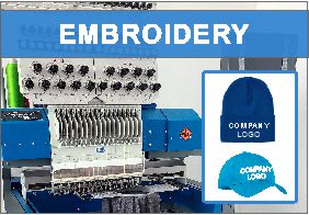 Swifty Print offers embroidered toques and caps using their in-store embroidery machine.